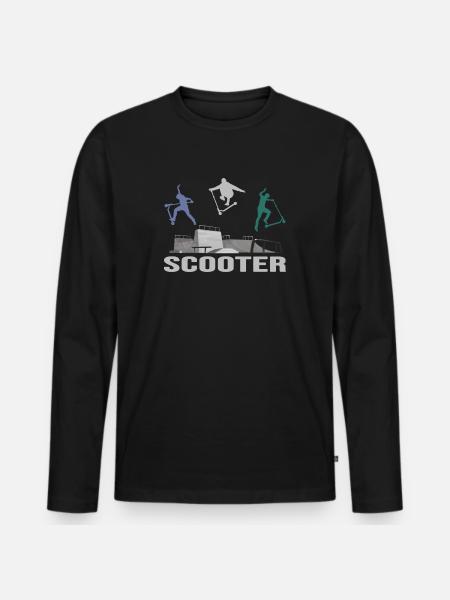 stuntscooter rollerscooter scooter e-scooter - Men's Premium Organic Long Sleeve Shirt - black
