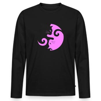 Yin Yang Cat | Katze, Katzenliebe, Tier - Männer Premium Bio Langarmshirt - Schwarz - Vorne - Nico (187cm)