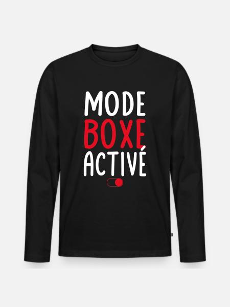 Mode Boxe activé - Idée cadeau - T-shirt manches longues Premium bio Homme - noir
