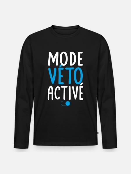 Mode Véto activé - Idée cadeau - T-shirt manches longues Premium bio Homme - noir