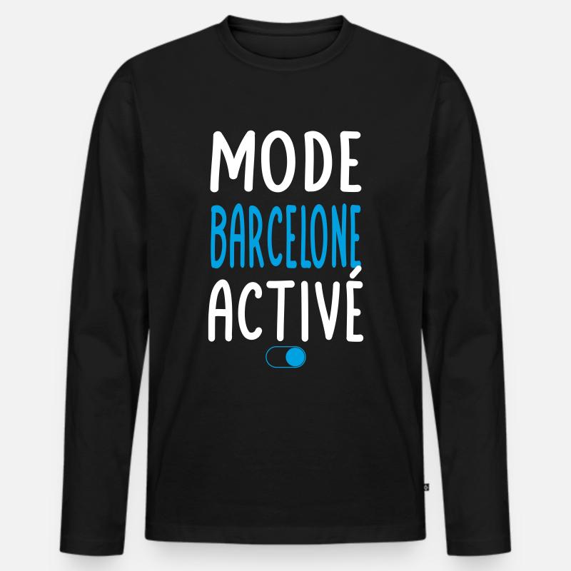 Mode Barcelone Activé - Idée Cadeau - T-shirt manches longues Premium bio Homme - noir