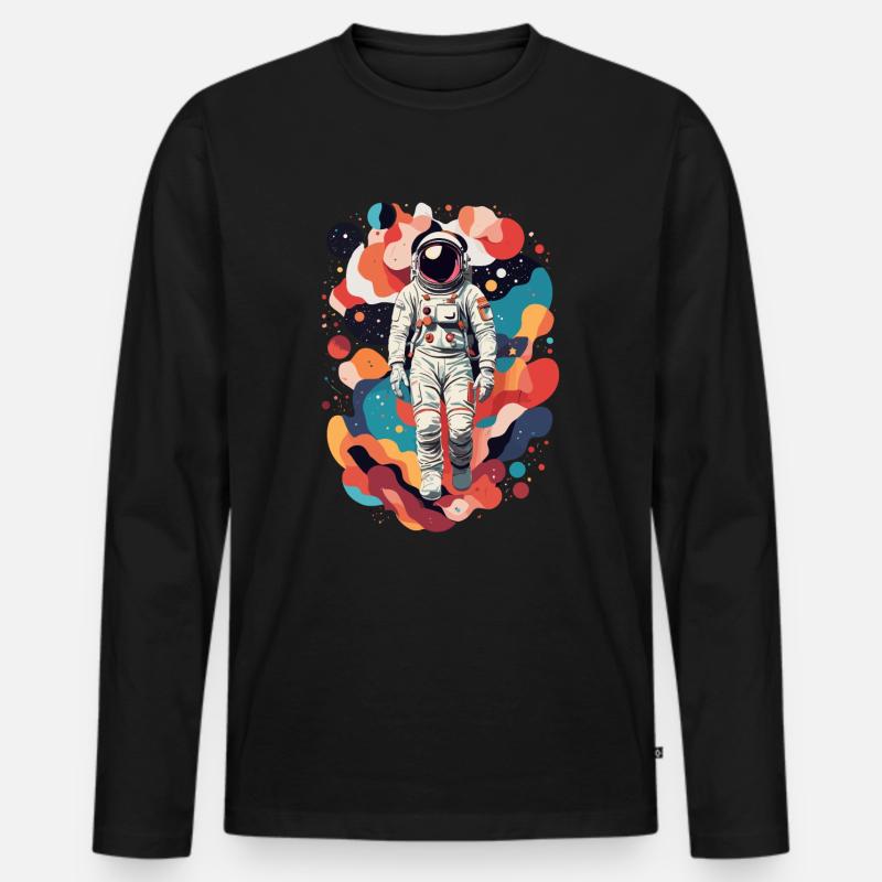 Astronaut - Männer Premium Bio Langarmshirt - Schwarz