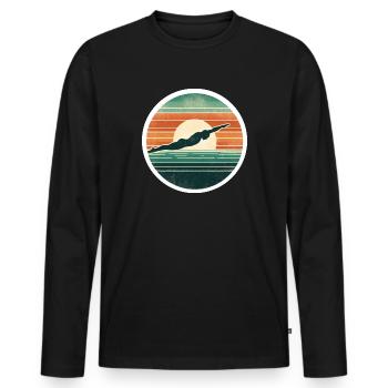 Schwimmen - Männer Premium Bio Langarmshirt - Schwarz - Vorne - Nico (187cm)