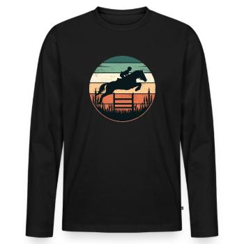 Riding Rider Equestrian Horse - Men's Premium Organic Long Sleeve Shirt - black - Front - Nico (187cm)