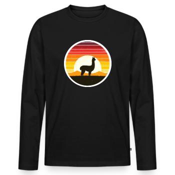 Alpaka - Männer Premium Bio Langarmshirt - Schwarz - Vorne - Nico (187cm)
