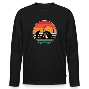 Camping Camping Tente Nature - T-shirt manches longues Premium bio Homme - noir - Devant - Nico (187cm)