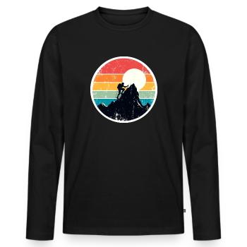 Climbing Climbers Bouldering Mountaineers - Men's Premium Organic Long Sleeve Shirt - black - Front - Nico (187cm)