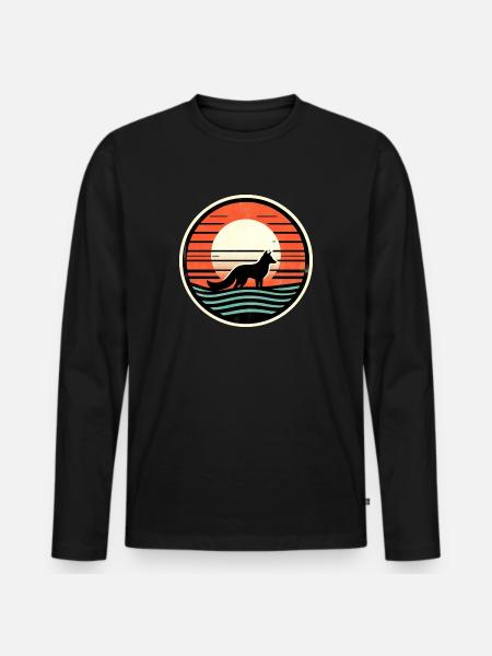Fuchs - Männer Premium Bio Langarmshirt - Schwarz