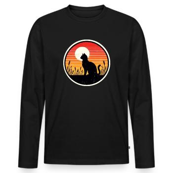 Chat - T-shirt manches longues Premium bio Homme - noir - Devant - Nico (187cm)
