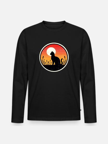 Chat - T-shirt manches longues Premium bio Homme - noir