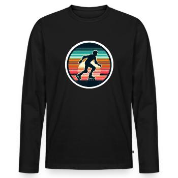 Roller - T-shirt manches longues Premium bio Homme - noir - Devant - Nico (187cm)