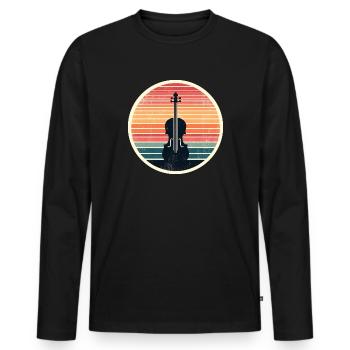 Violon Violon Violoniste Violoniste Cadeau Rétro - T-shirt manches longues Premium bio Homme - noir - Devant - Nico (187cm)