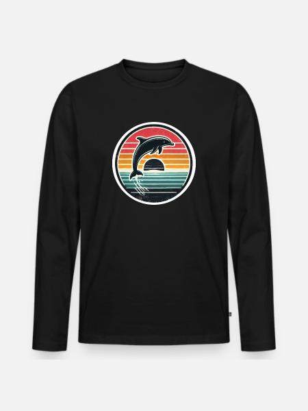 Delfin - Männer Premium Bio Langarmshirt - Schwarz