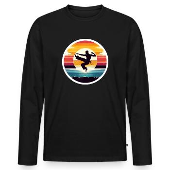 Cadeau de combattant de capoeira - T-shirt manches longues Premium bio Homme - noir - Devant - Nico (187cm)