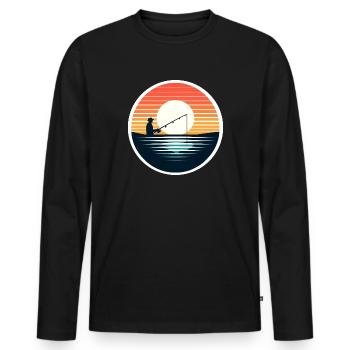 Angeln Angler Fischen Retro - Männer Premium Bio Langarmshirt - Schwarz - Vorne - Nico (187cm)