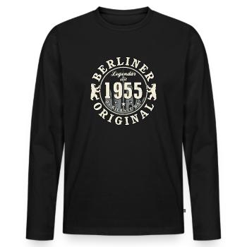 70. Geburtstag 2025 Berliner Original Geschenk - Männer Premium Bio Langarmshirt - Schwarz - Vorne - Nico (187cm)
