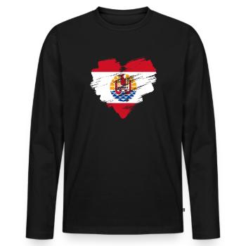 Polynésie française - T-shirt manches longues Premium bio Homme - noir - Devant - Nico (187cm)