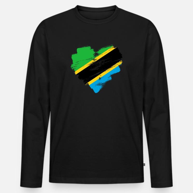 Tansania - Männer Premium Bio Langarmshirt - Schwarz