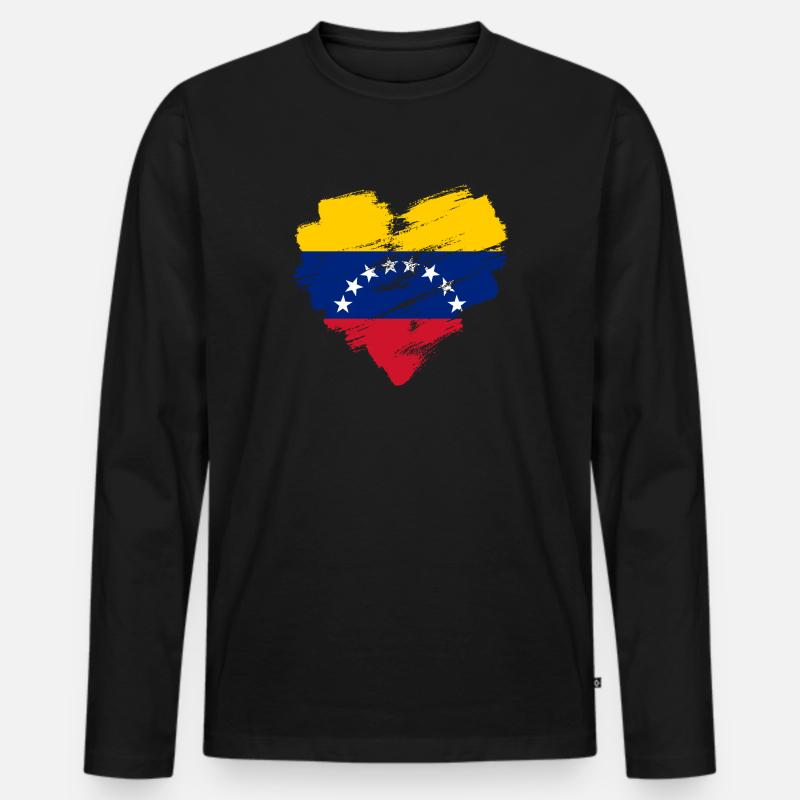 Venezuela - Männer Premium Bio Langarmshirt - Schwarz