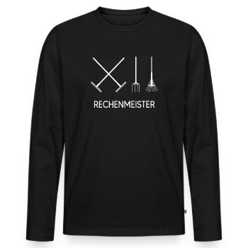 garten rechen kleingarten rechenzentrum erntezeit - Männer Premium Bio Langarmshirt - Schwarz - Vorne - Nico (187cm)