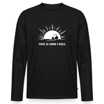 Golf Golfmobil Golfspieler Golf-Club-Cart Caddy - Männer Premium Bio Langarmshirt - Schwarz - Vorne - Nico (187cm)