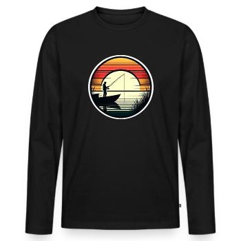 Angeln Angler Fischen Retro - Männer Premium Bio Langarmshirt - Schwarz - Vorne - Nico (187cm)