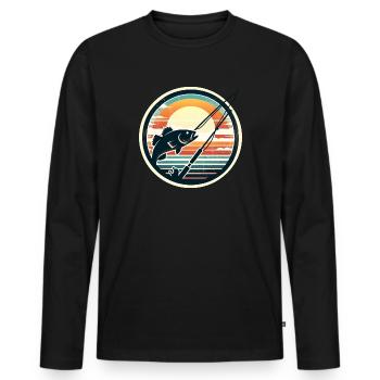Pêcheur Rétro - T-shirt manches longues Premium bio Homme - noir - Devant - Nico (187cm)