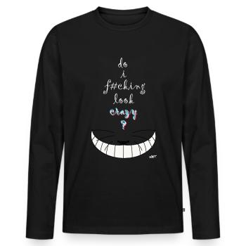 Alice crazy cat - T-shirt manches longues Premium bio Homme - noir - Devant - Nico (187cm)