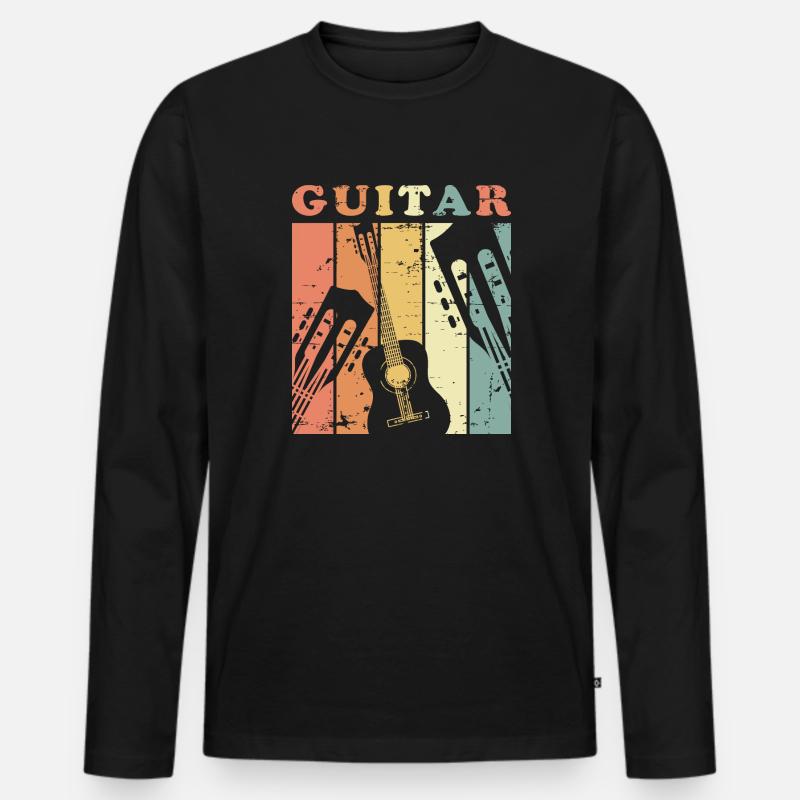 Gitarre - Männer Premium Bio Langarmshirt - Schwarz