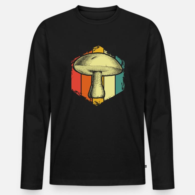 Pilze - Männer Premium Bio Langarmshirt - Schwarz