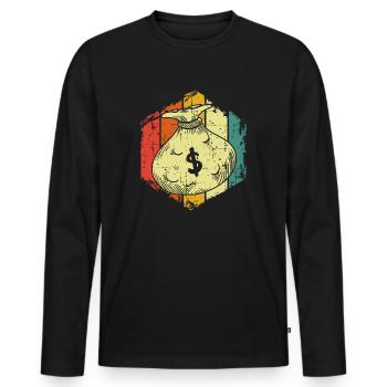 Money money gift - Men's Premium Organic Long Sleeve Shirt - black - Front - Nico (187cm)