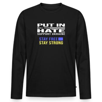liberté ukraine paix pas poutine puck futin - T-shirt manches longues Premium bio Homme - noir - Devant - Nico (187cm)