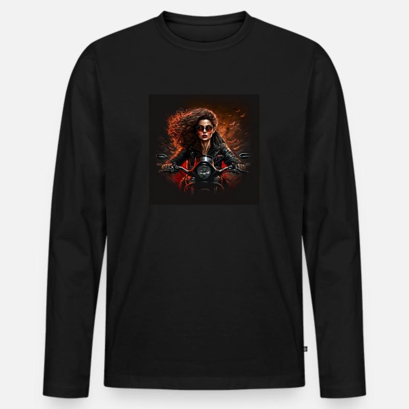 Weiblicher Biker 2 - Männer Premium Bio Langarmshirt - Schwarz