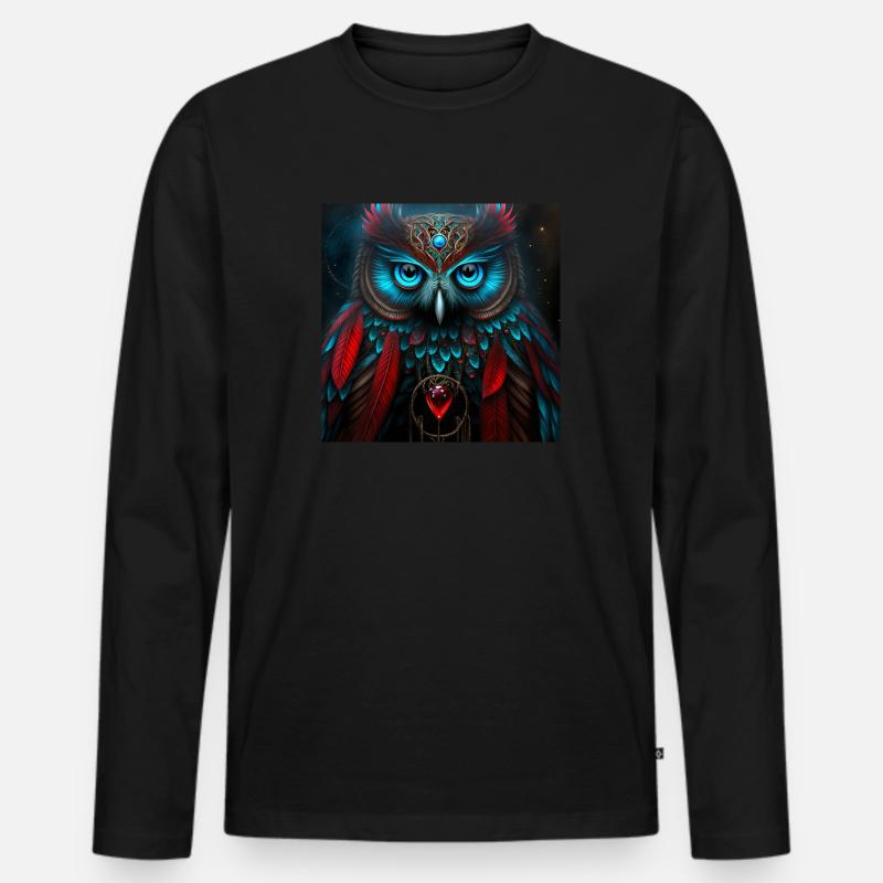 Magic_Owl 1 - Männer Premium Bio Langarmshirt - Schwarz