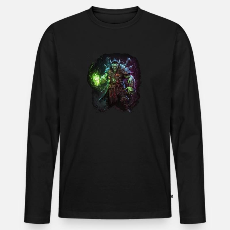 Ork-Zauberer - Männer Premium Bio Langarmshirt - Schwarz