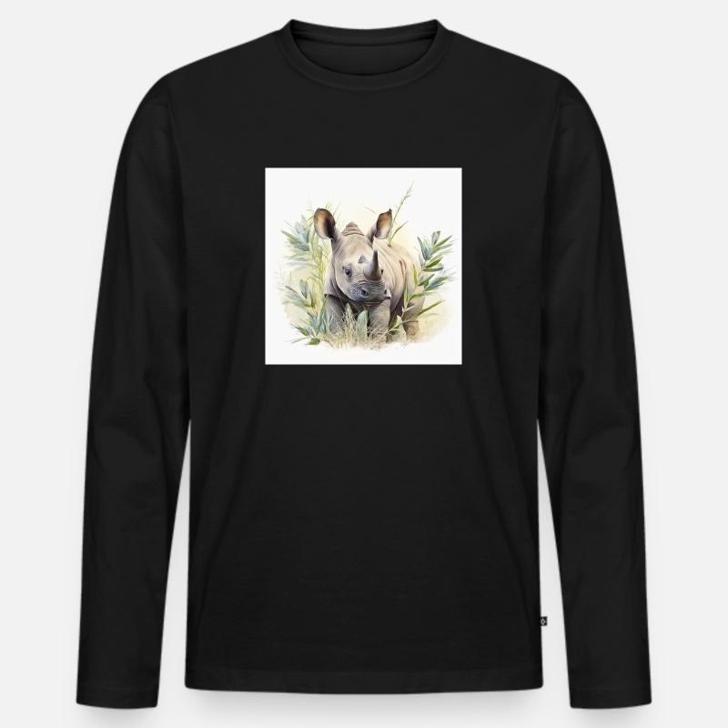 Nashorn - Männer Premium Bio Langarmshirt - Schwarz