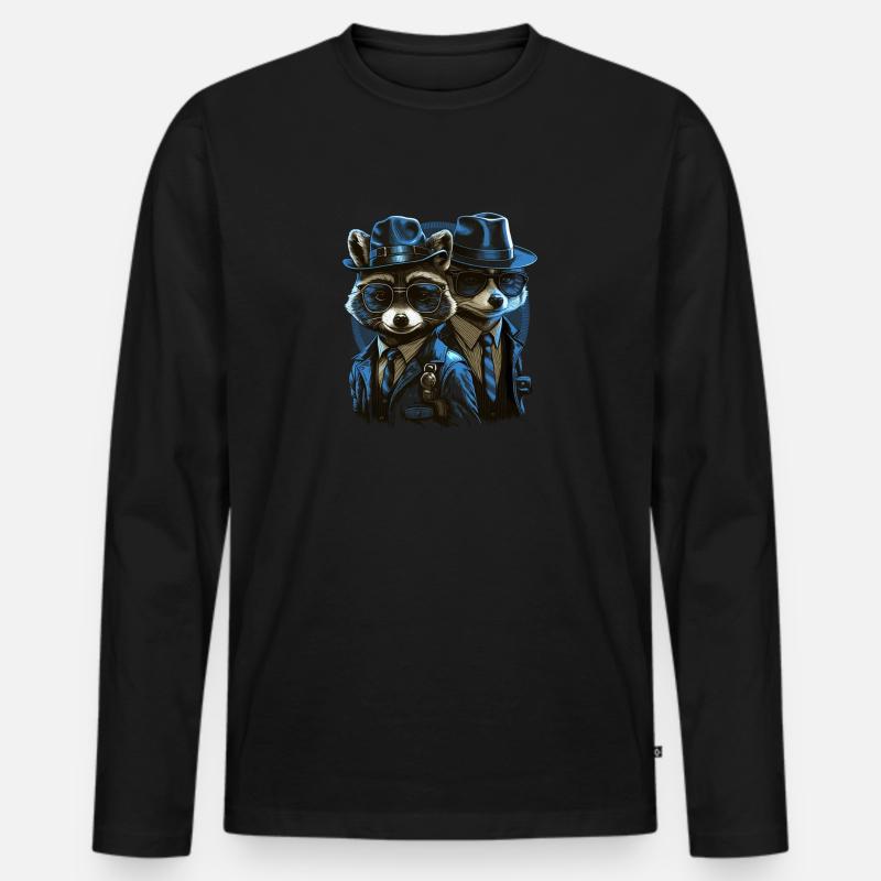 Waschbären - Männer Premium Bio Langarmshirt - Schwarz