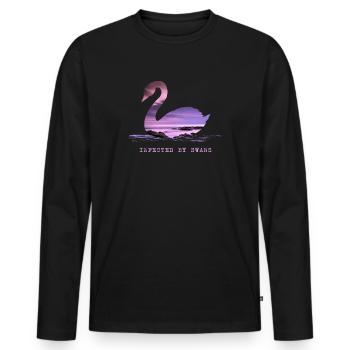 Cygnes cygnes au coucher du soleil Cygne amoureux de l’étang - T-shirt manches longues Premium bio Homme - noir - Devant - Nico (187cm)