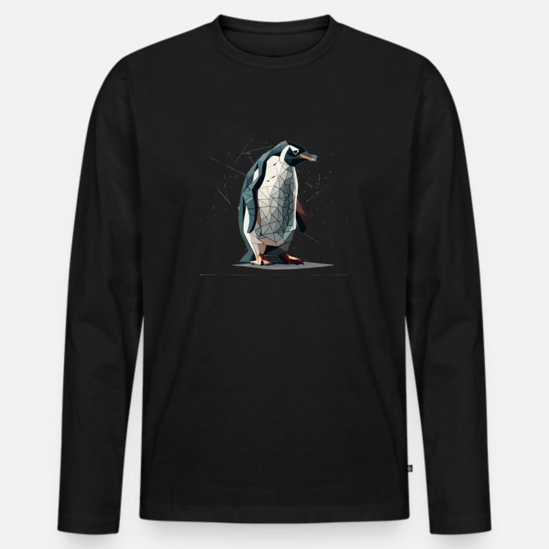 Pinguin - Männer Premium Bio Langarmshirt - Schwarz