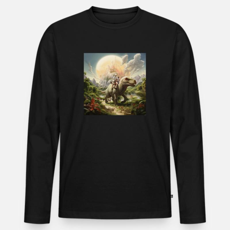 Dino-Welt - Männer Premium Bio Langarmshirt - Schwarz
