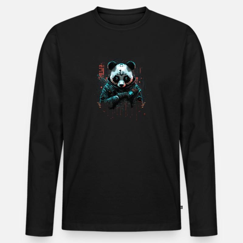 Cyberpand - Männer Premium Bio Langarmshirt - Schwarz