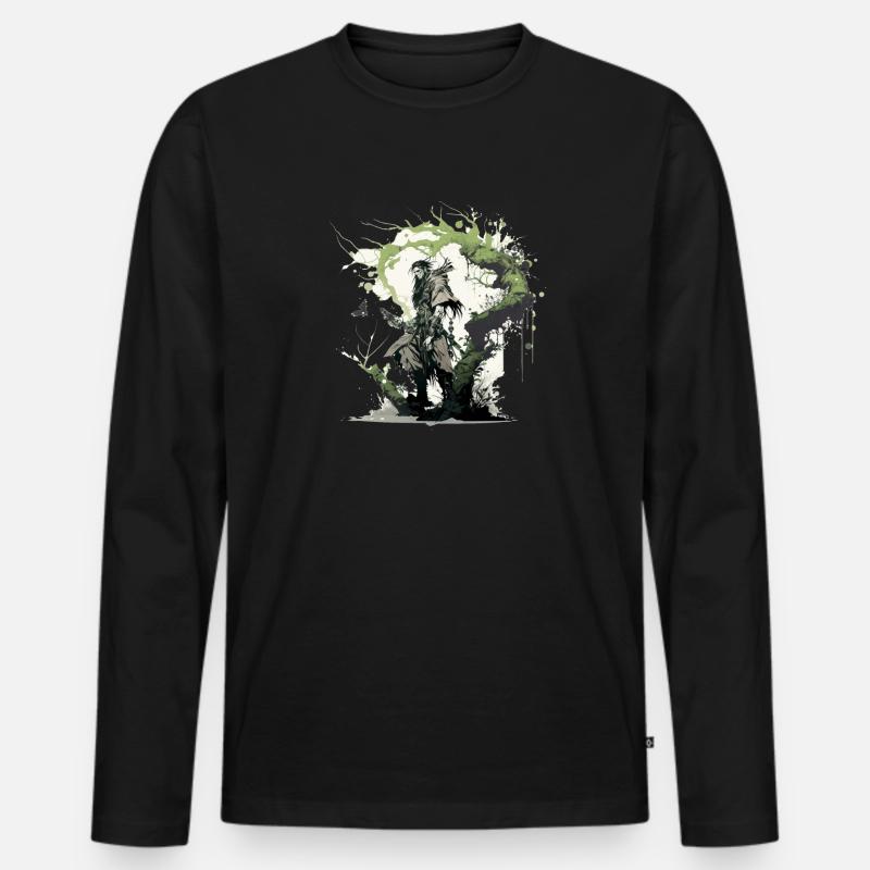 Druide - Männer Premium Bio Langarmshirt - Schwarz
