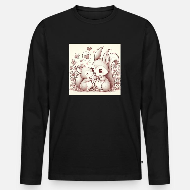 Eichhörnchen Liebe - Männer Premium Bio Langarmshirt - Schwarz