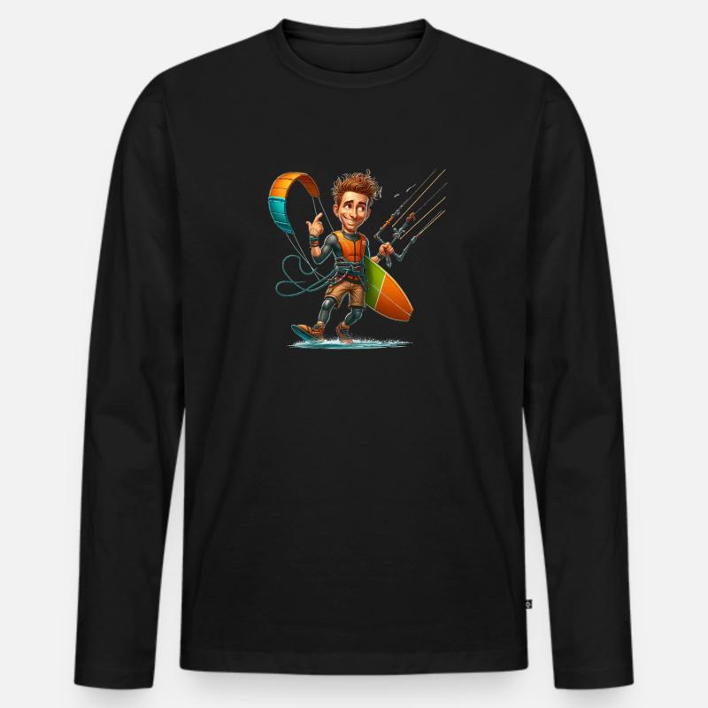 Kitesurfer 102a - Männer Premium Bio Langarmshirt - Schwarz