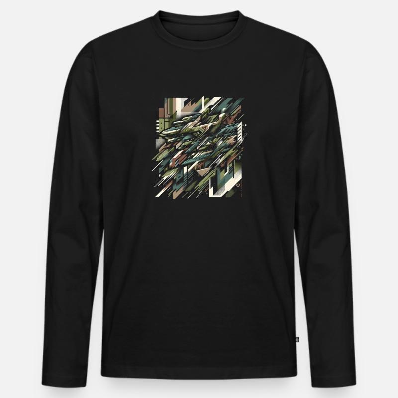 Camouflage-Explosion - Männer Premium Bio Langarmshirt - Schwarz