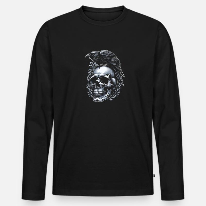 Vorbote der Schatten - Männer Premium Bio Langarmshirt - Schwarz