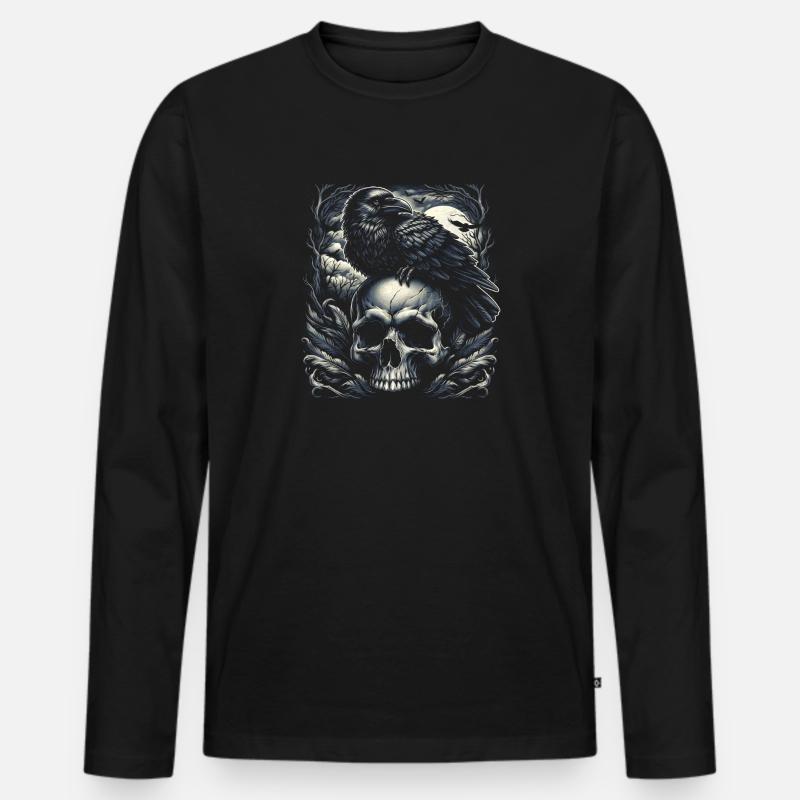 Nächtliche Wache - Männer Premium Bio Langarmshirt - Schwarz