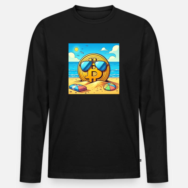 Bitcoin sonnt sich. - Männer Premium Bio Langarmshirt - Schwarz