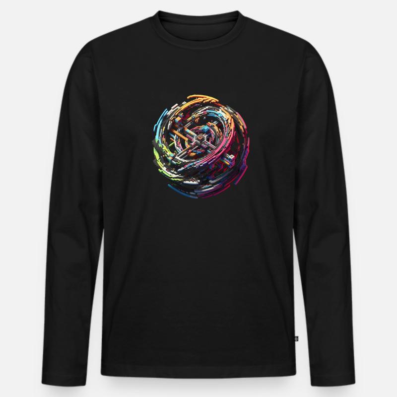 Voxel Infinity Labyrinth - Männer Premium Bio Langarmshirt - Schwarz