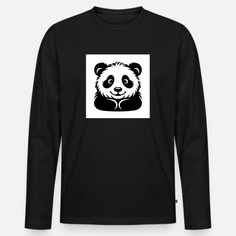 Fröhlicher Pandabär - Männer Premium Bio Langarmshirt - Schwarz